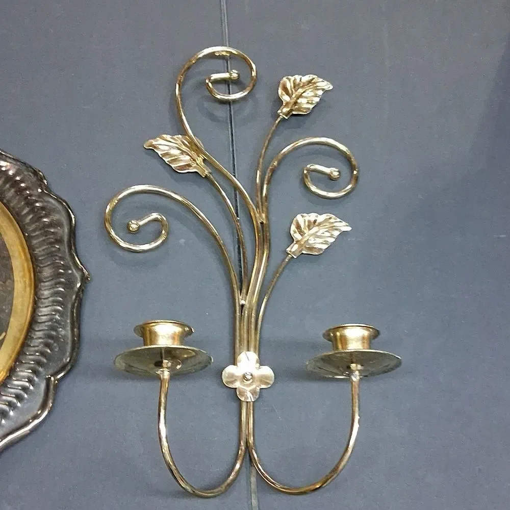 3 Pc Brass‎ Sconces(2) & Wall Plate.